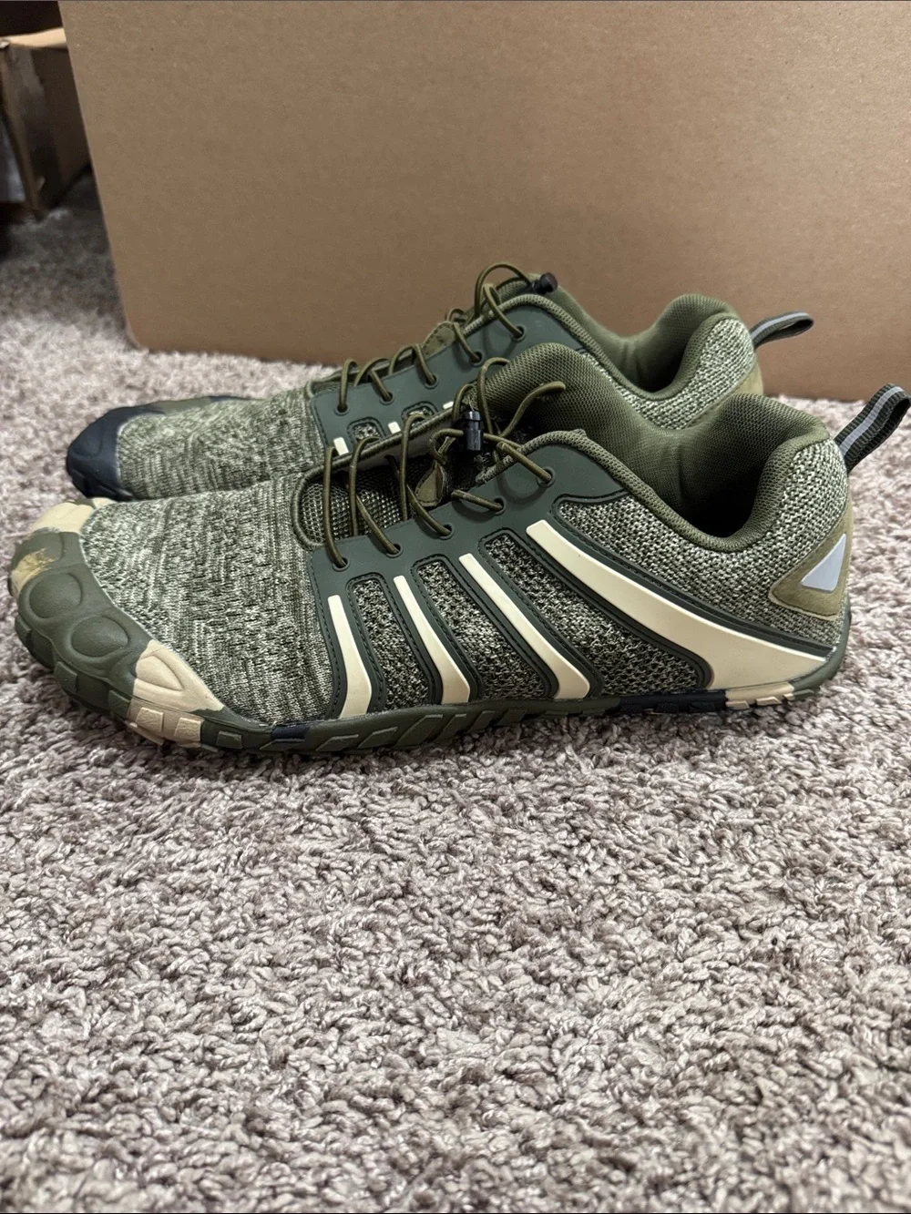 Men's Olive Green Knit Trail Sneakers with Camouflage Toe - Picture 3 of 3